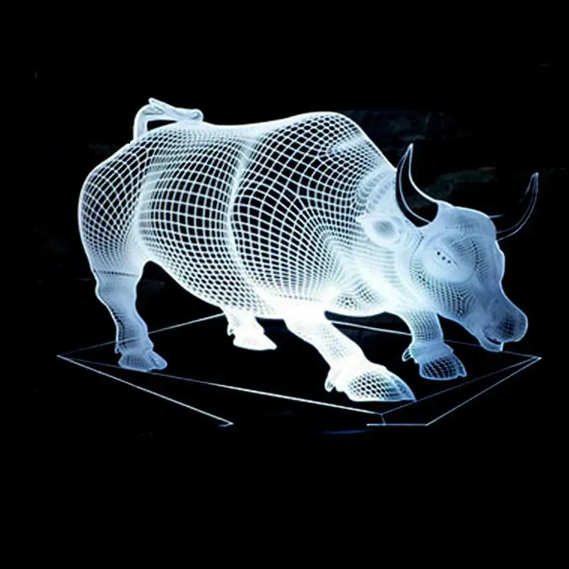 НОВЫЙ Bull 3d Led Красочный светильник s удаленный Управление игрушка лампы