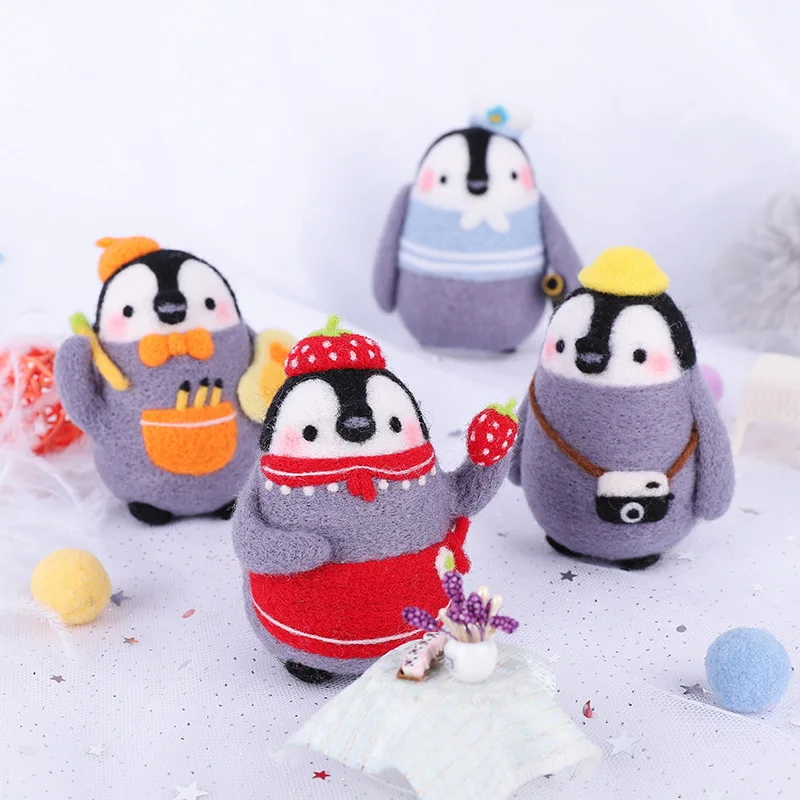 Пингвин Шерсть Войлок ручной работы Diy Материал Пакет шипами кукла простая