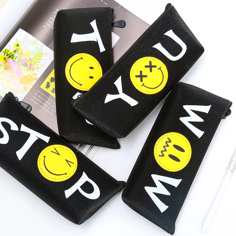 Чехол для студенческого карандаша MUMO со смайликом канцелярская сумка 1