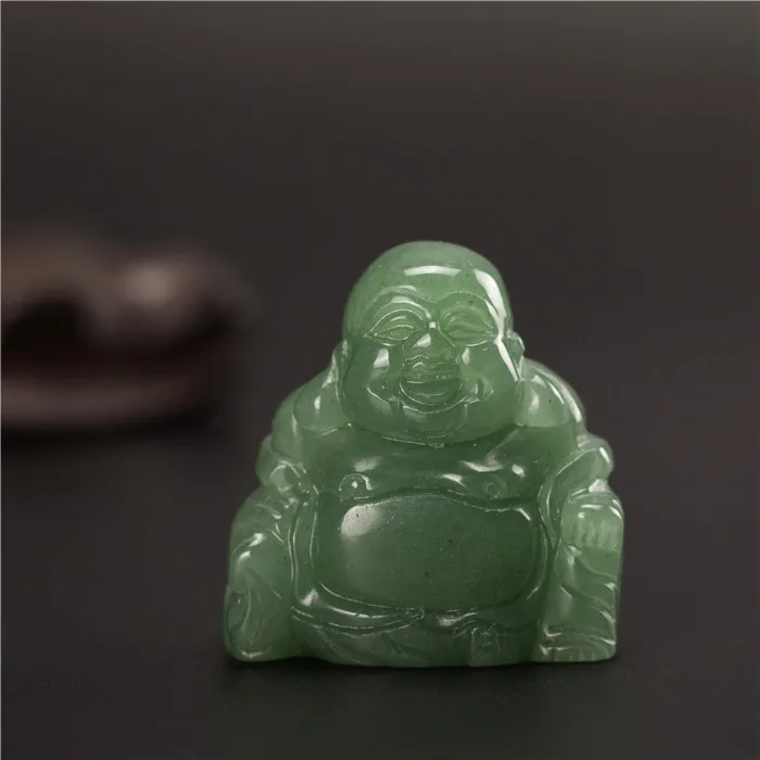 Green aventurine Опалит натуральный камень резной Будда 1,5 дюймов зеленый авантюрин Майтрея фигурка чакра кварц для лечения Рейки Бесплатный мешочек - Цвет: Green aventurine
