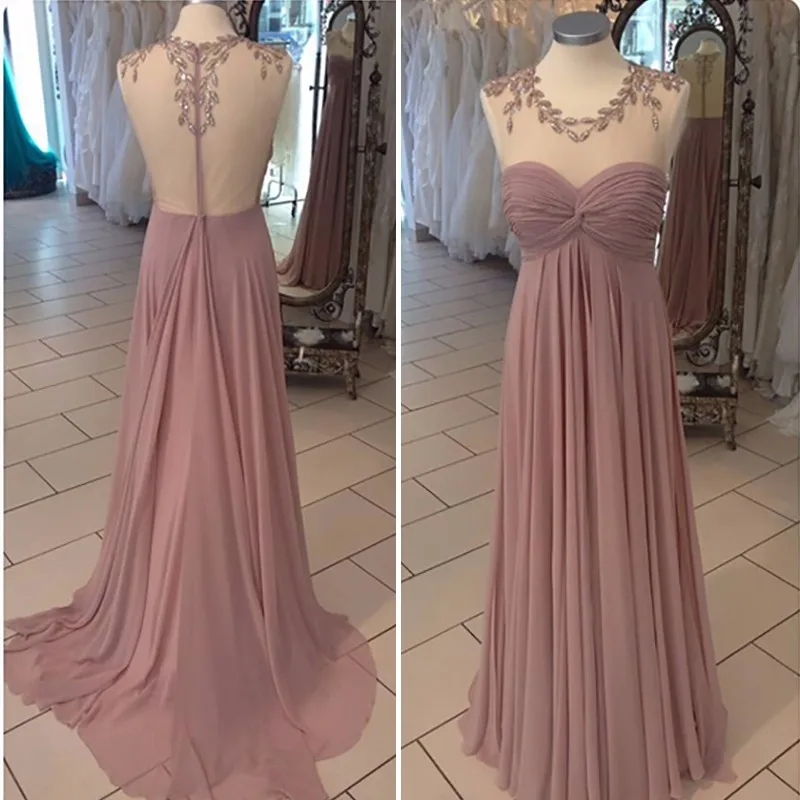 Браун Рукавов A-Line Пром Платья robe de вечер longue Шифон Вечернее Платье Дешевые