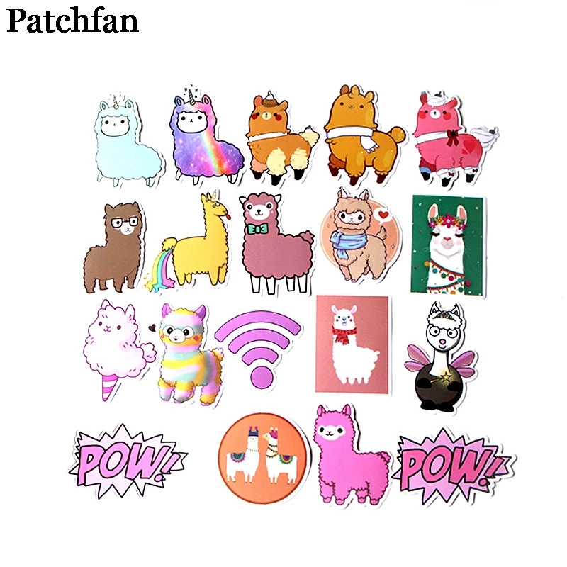 Patchfan, 18 шт., креативные Значки из ламы, альпаки, сделай сам, декоративные наклейки, мультяшный стиль, для DIY, для ПК, на стену, для телефона, скрапбукинг, альбом, A2080