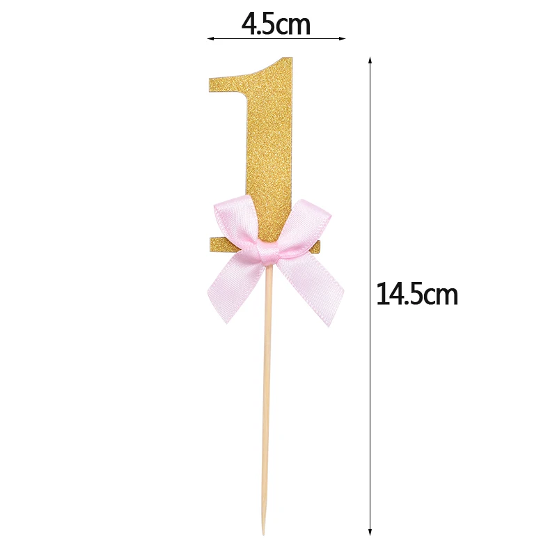 Золотой серебряный один год ребенка день рождения торт Топпер DIY поделки из