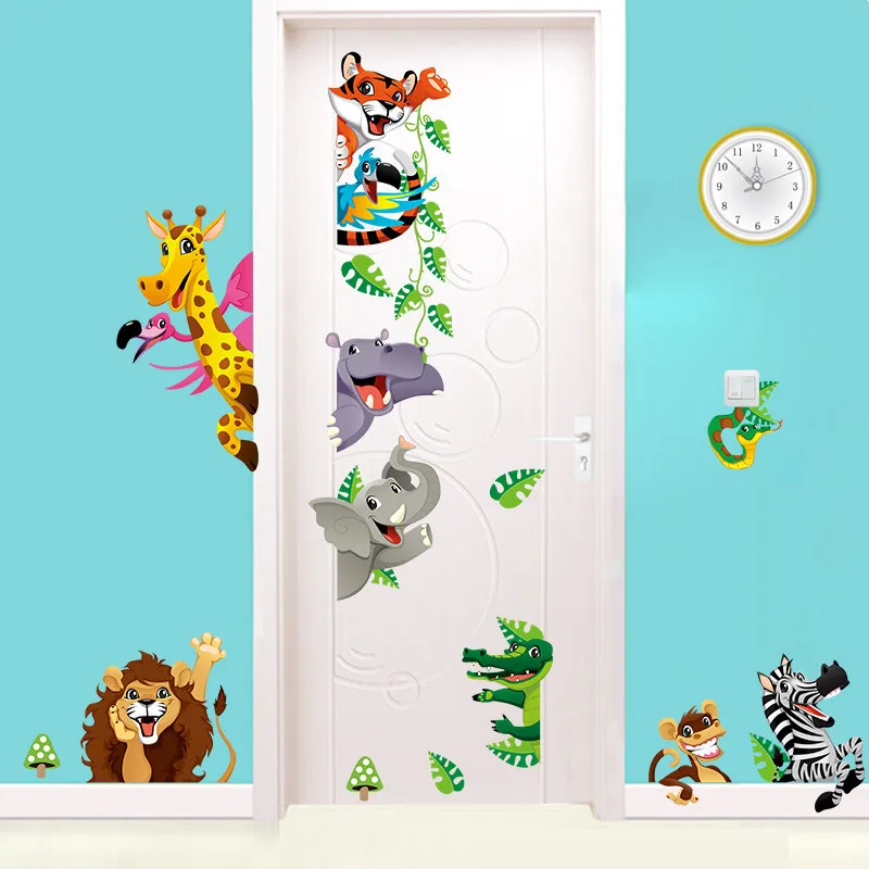 % 3D наклейки на стену в виде животного жирафа медведя Льва для детской комнаты