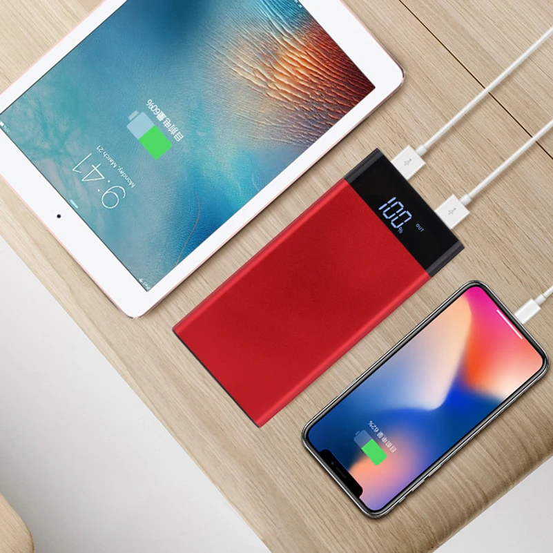Power Bank 20000mAh портативное зарядное устройство Внешний 18650 аккумулятор внешний аккумулятор с двумя usb-портами повербанк для Xiaomi iPhone samsung huawei телефон