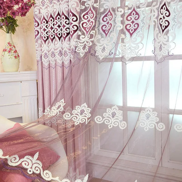 Color 1 Tulle Простая жаккардовая ткань с вышивкой в виде сердца, европейские шторы, тюль, занавески для спальни, занавески для спальни, украшения на окна для дома, T146#3 - Цвет: Color 1 Tulle