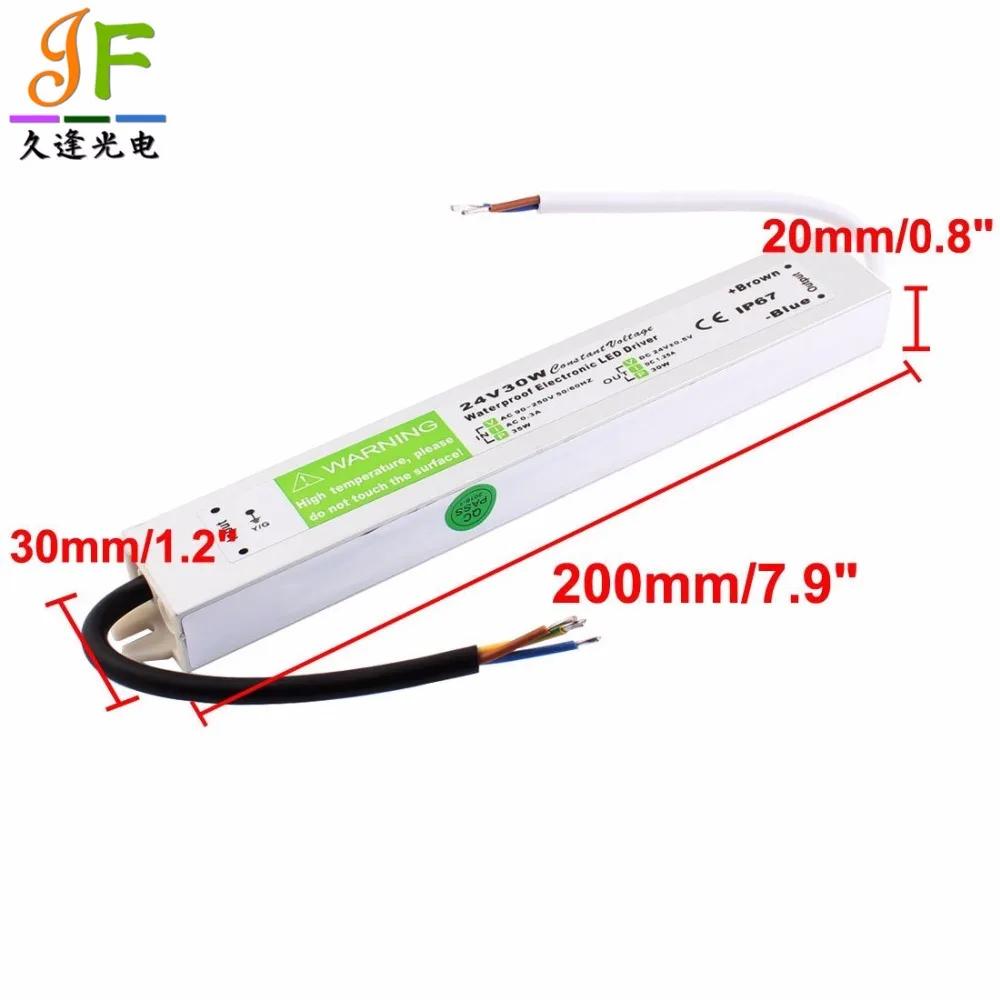 Водонепроницаемый трансформатор питания IP67 24 В 30 Вт адаптер светодиодный
