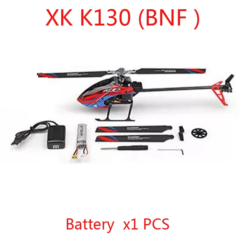 with 1 battery XK K130 BNF версия 6CH бесколлекторный р/у вертолет(без передатчика) совместим с FUTABA S-FHSS - Цвет: with 1 battery
