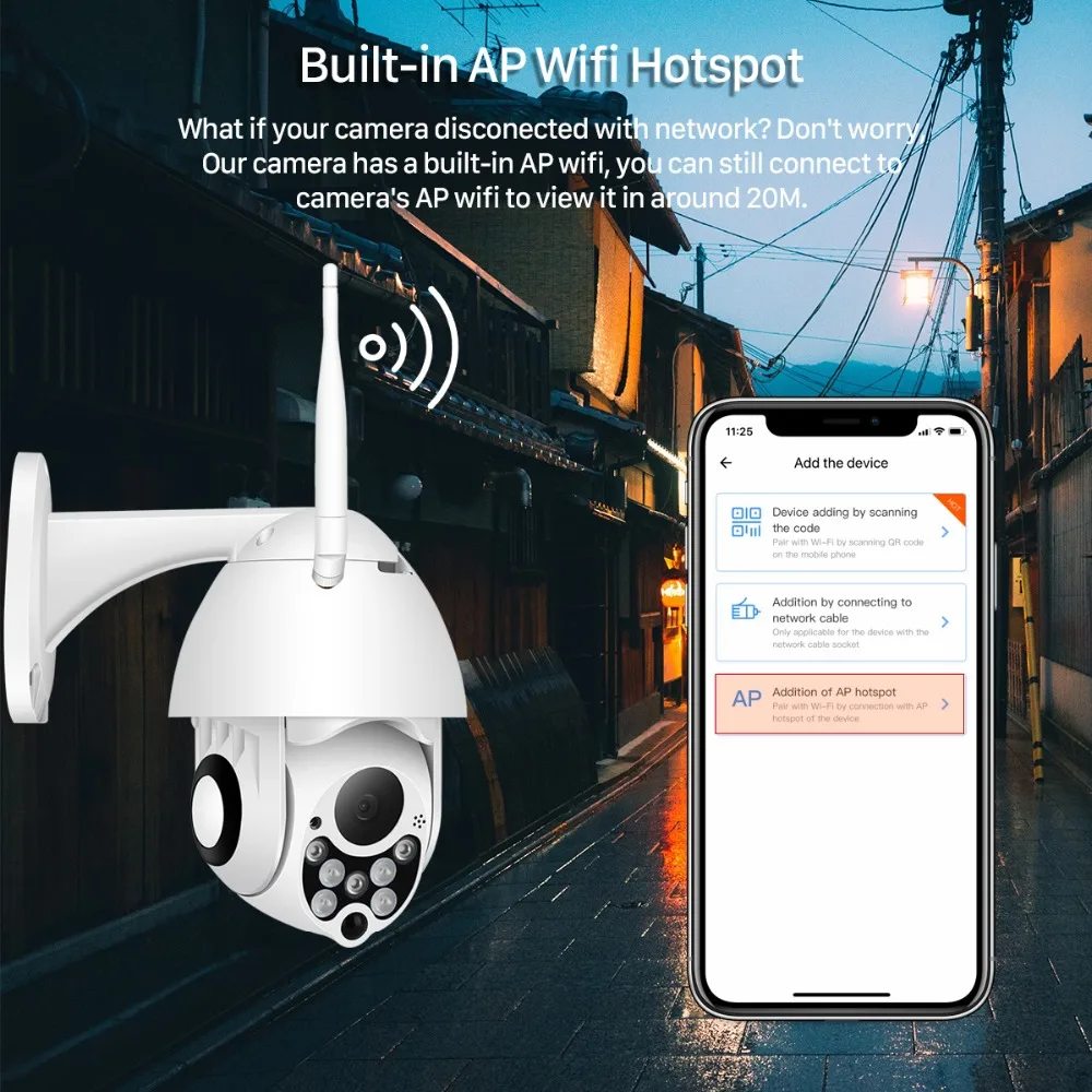 1080P 2MP Беспроводная IP камера Wifi скоростная купольная PTZ наружная IP66 Onvif двухсторонняя аудио IR CCTV камера видеонаблюдения наружная