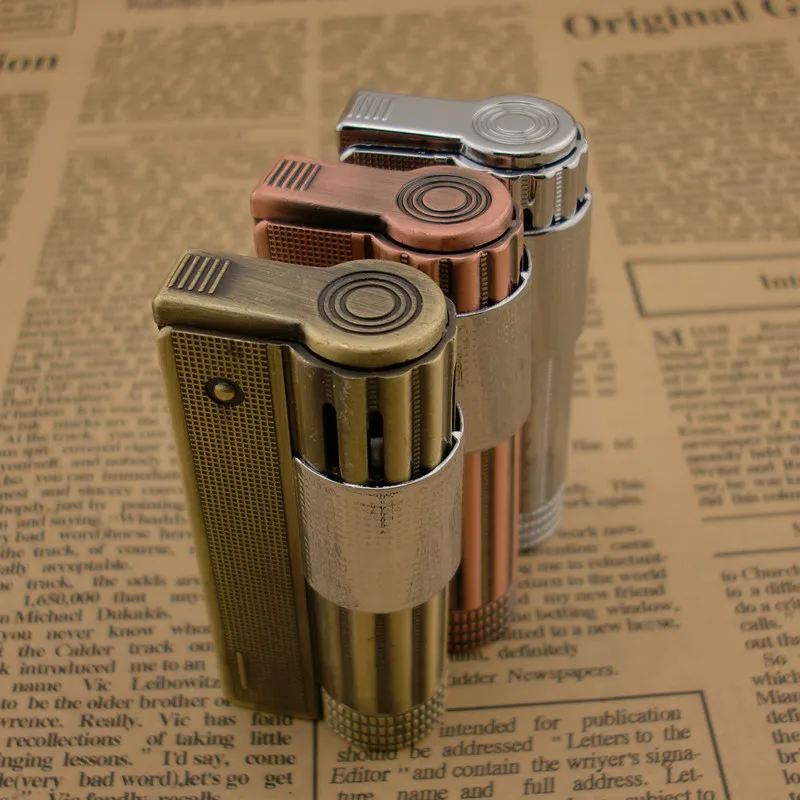 

Old Fashioned Kerosene Lighter Grinding Wheel Vintage Metal Lighter Long Strip Petrol Lighters Portable Cigarette Lighter