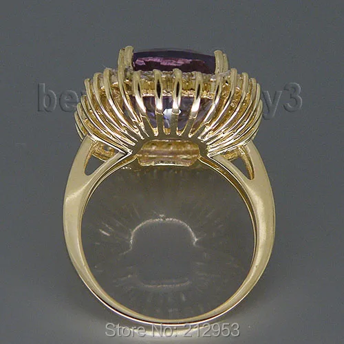 Женское кольцо с аметистом 13x15 мм 14 карат желтое золото 9 80 карат|ring for|rings for womenrings