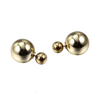 3pairlot cute girls double sided pearls stud earrings women big gold silver color pearl ear ring female brincos jewelry bijoux