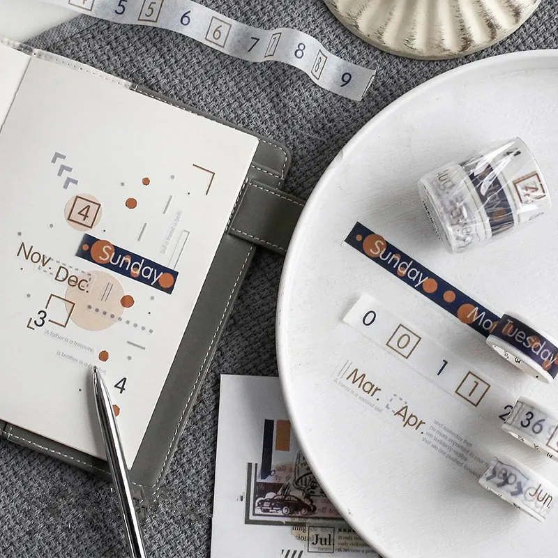 3 рулона/набор винтажный с цифрами датой ретро ежедневный план на неделю лента