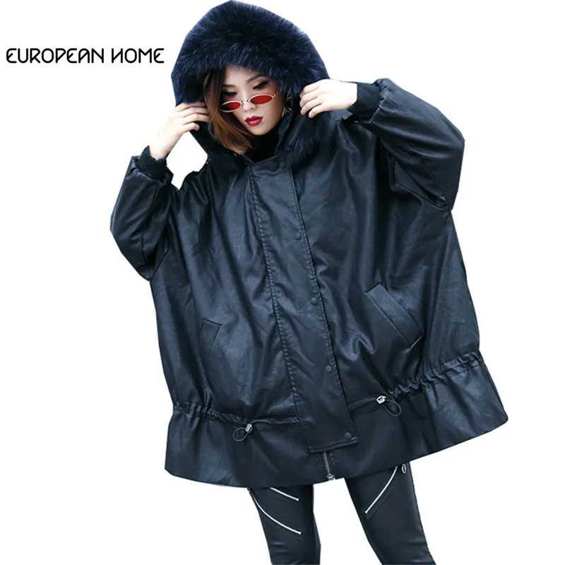 2019 зимняя кожаная куртка для женщин пальто плюс размеры новый натуральный