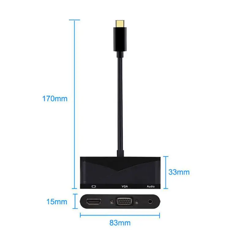 USB C Type к HDMI VGA 3 5 мм аудио адаптер 4K 1080P 0 порты для MacBook Pro 2018/2017 ChromeBook Dell XPS |