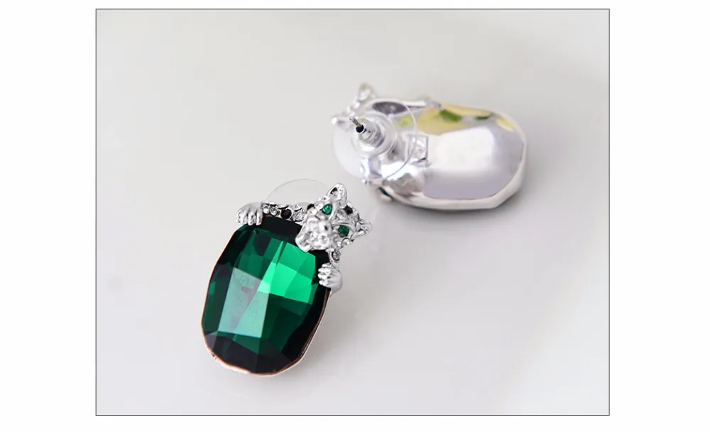 Viennois зеленый/синий кристаллами от Swarovski Leopard Серьги-гвоздики для Для женщин со стразами Свадебная вечеринка Серьги ювелирные изделия