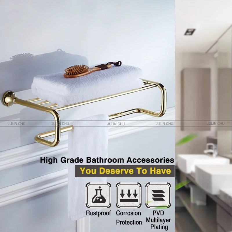 Золотая Полка для полотенец черная белая латунная бронзовая полка ванной