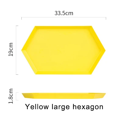 yellow large hexagon Скандинавские пластины из нержавеющей стали Геометрическая серия ромбовидный комбо лоток креативный металлический блюдо для завтрака - Цвет: yellow large hexagon