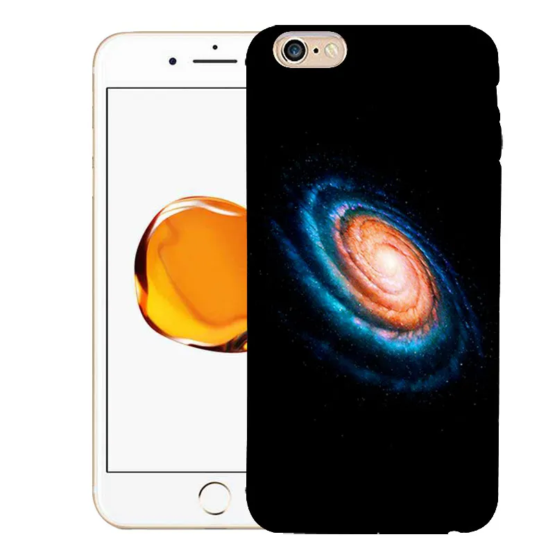 Мягкий черный чехол для телефона iPhone 6S 5S 7plus 8plus 6plus Moon Sun Space Мультяшные кошки