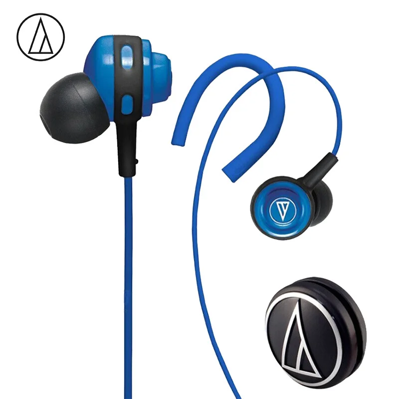 blue Оригинальные наушники Audio-Technica ATH-COR150, проводные наушники, спортивные наушники-вкладыши, регулируемые наушники с защитой от пота - Цвет: blue
