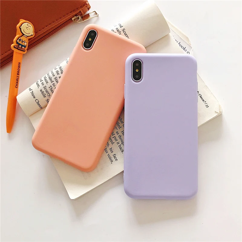 Мягкий силиконовый чехол ярких цветов для iphone 7 8 Plus 6 6S X матовый простой милый XS Max