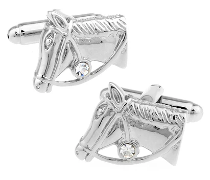 crystal horse Запонки лошадь дизайн животных серия медведь слон Пингвин кенгуру Орел мужские запонки оптом и в розницу - Окраска металла: crystal horse