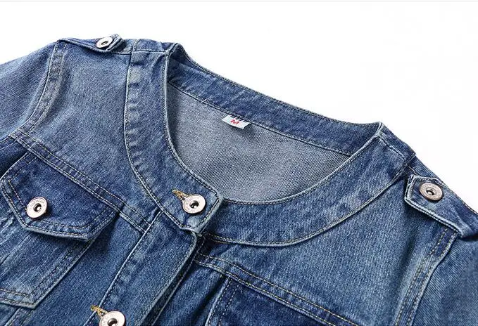 Большой Размеры с круглым вырезом джинсовая куртка 5XL сладкий Красота светильник