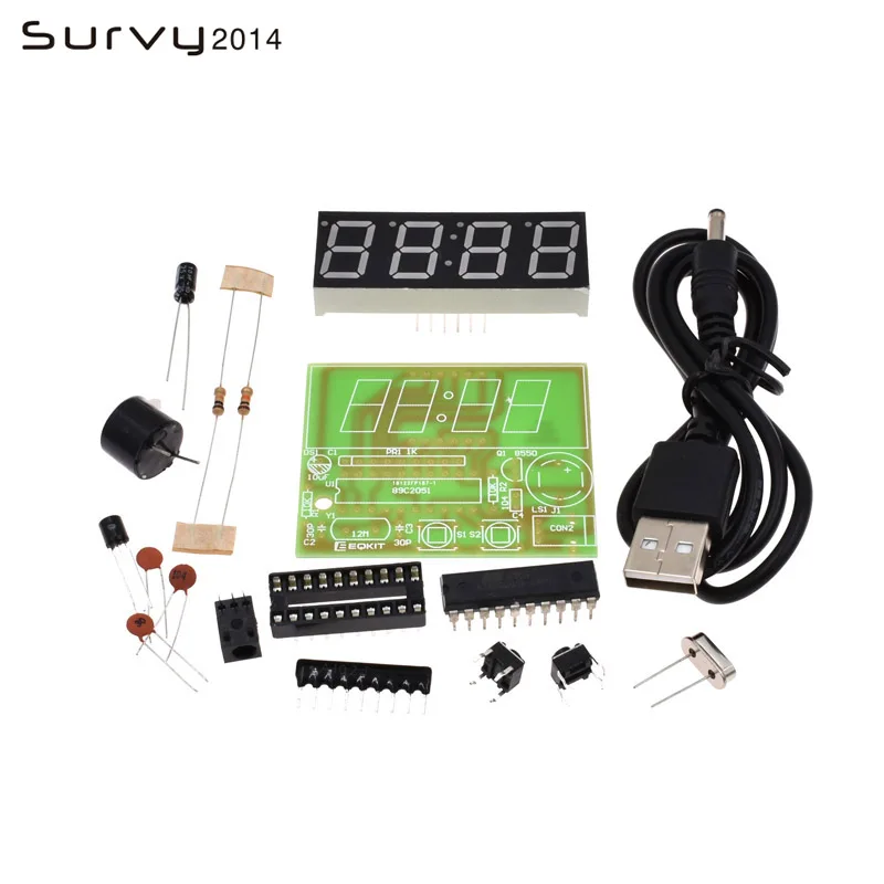 AT89C2051/DS3231 цифровые 4/6 битов электронные часы набор для производства DIY Kit