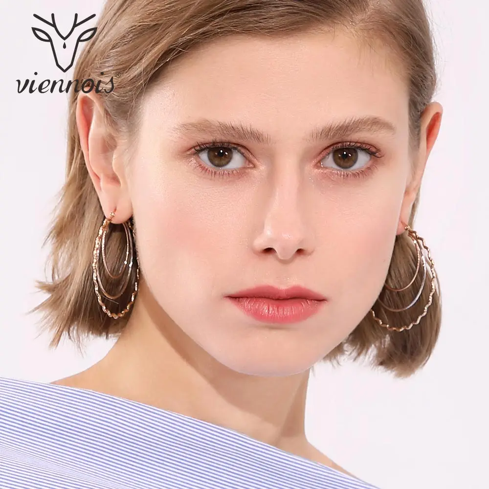 Viennois, большой скрученный круг, розовое золото, Разноцветные серьги-кольца для женщин, модные круглые серьги, ювелирное изделие