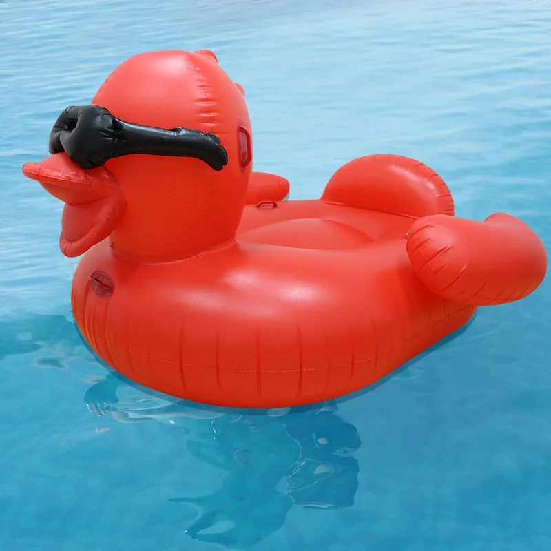 

190cm Red Duck with Sunglasses Floats Giant Ride-on Inflatable Boat Pool Party Summer Fun Toys Air Mattress Swimming Ring boia