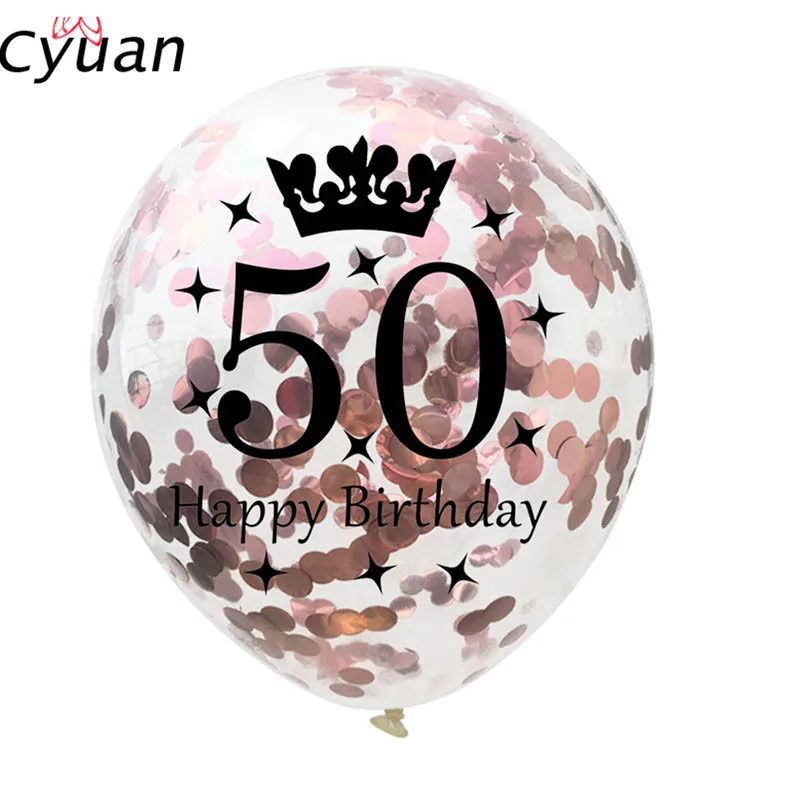 Cyuan 5 шт взрослых день рождения шары 30/40/50 день рождения конфетти праздничные украшения из шаров 12 дюймов шары из латекса 30 лет - Цвет: 50th