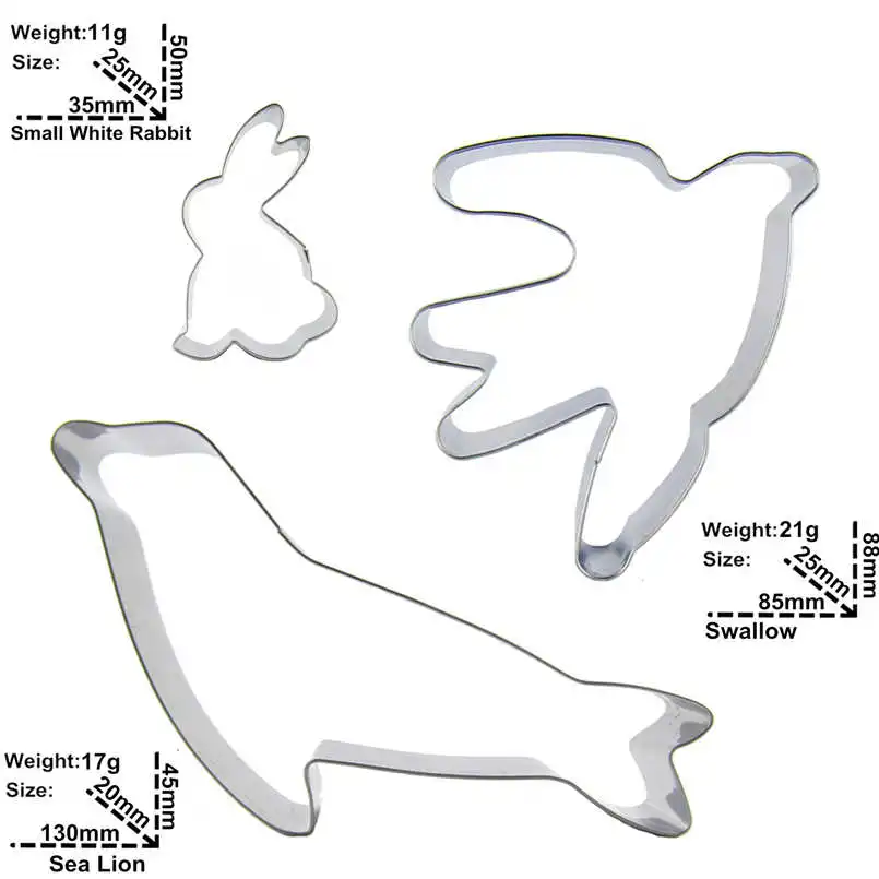 Формы для резки печенья в форме маленького кролика ласточки морского льва 3 шт.