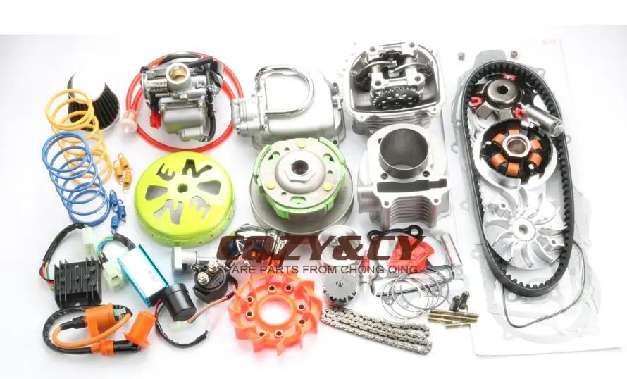 Clutch yellow 155cc EGR большой диаметр комплект Большая головка 58,5 мм высокопроизводительный привод вариатор роликовые сцепления пружины и A14 Cam для GY6 ATV 157QMJ 150cc - Цвет: Clutch yellow