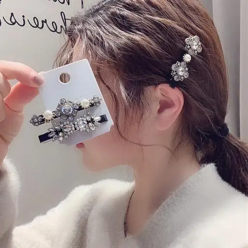 Корейские Винтажные заколки для волос с кристаллами и стразами женщин