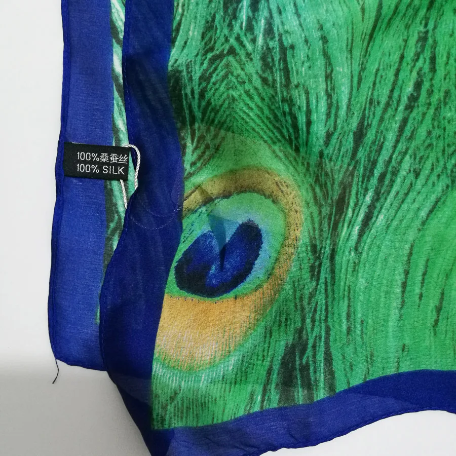 Шелковый шарф с принтом павлина шарфы шаль хиджаб роскошный бренд Bufandas накидка