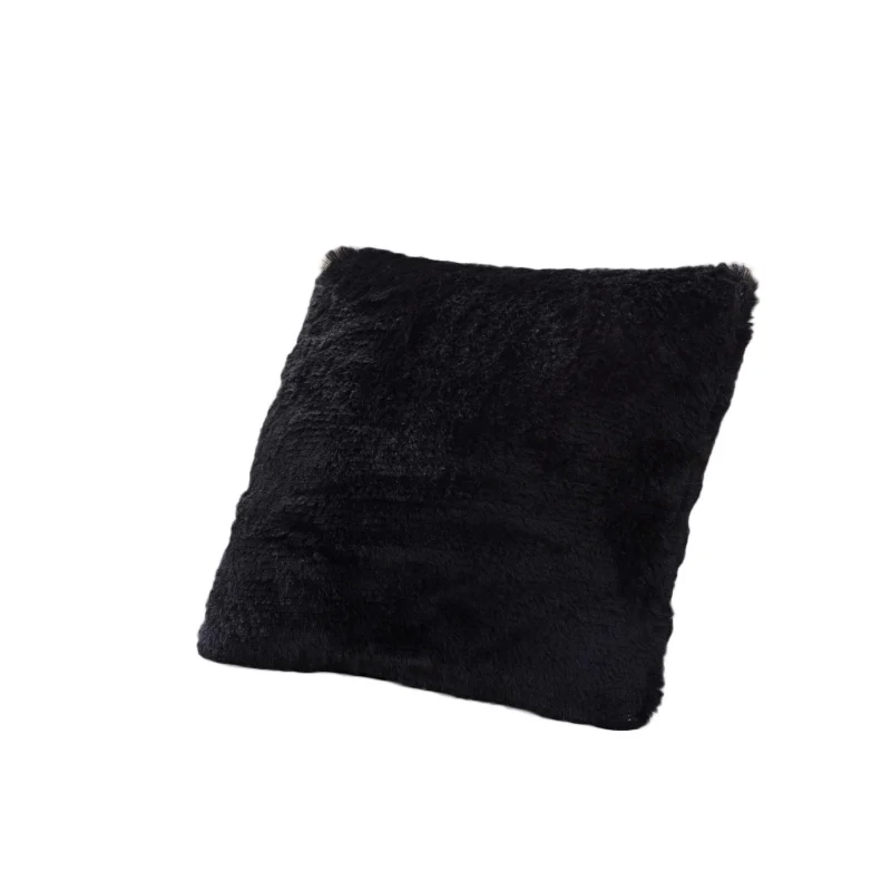 Soft Plush Bedroom Decorative Pillow Case Square Pillow Cover Plush solid color For Living Room TV Backdrop Decora Hot - Цвет: Black
