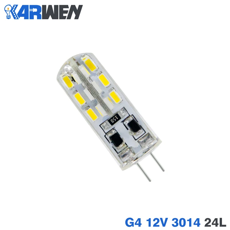 KARWEN 10 шт./лот G4 G9 Светодиодный лампа SMD3014 2835 3 Вт 5 Вт 7 Вт 9 Вт AC/DC 12V AC 220V 24 48 64 104 светодиодный s люстра 360 градусов с украшением в виде кристаллов пятно - Испускаемый цвет: 12V 3014 24Leds
