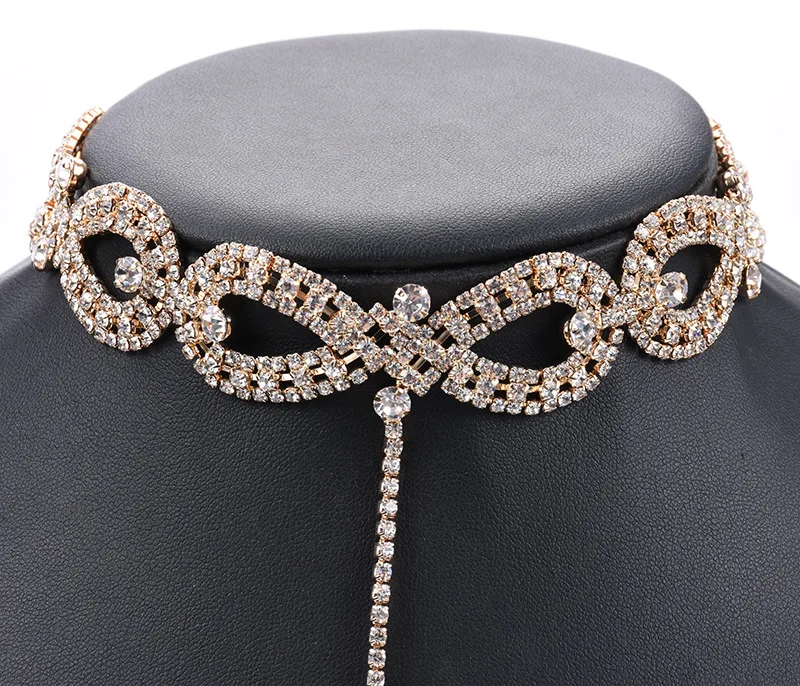 New Luxury Crystal Necklace for Women Full Rhinestone Choker Long Statement Body Chain Fashion Jewelry | Украшения и аксессуары