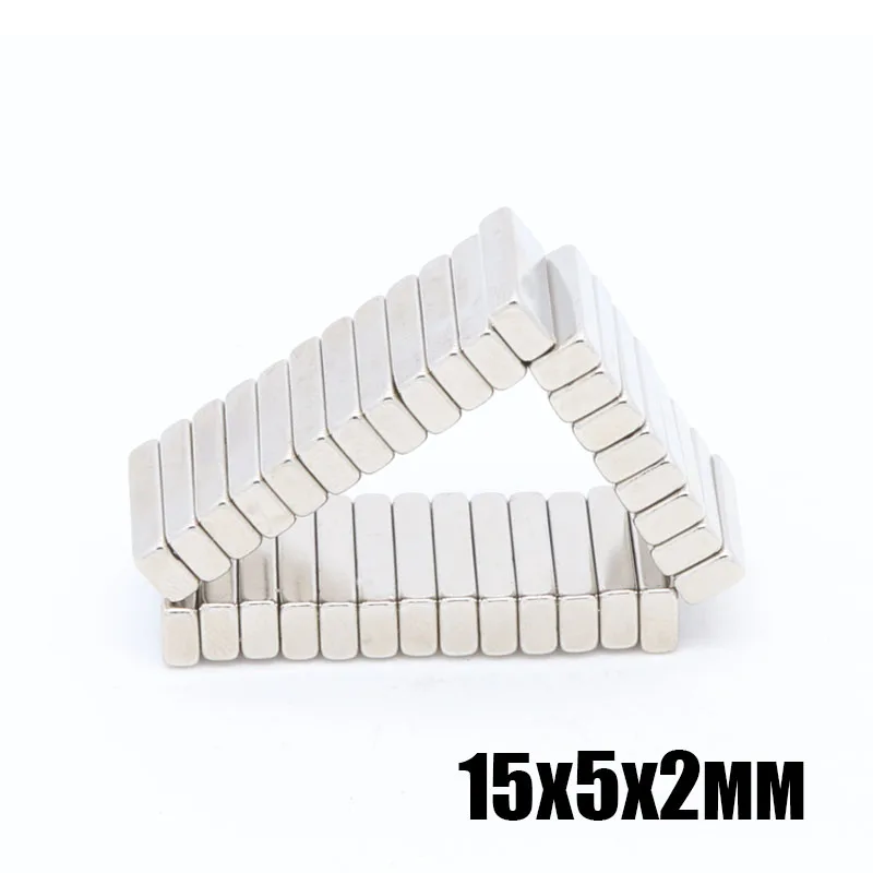 200 шт./лот 15x5x2 мм N35 Сильный квадратный NdFeB редкоземельный магнит 15*5*2 мм неодимовые магниты 15 мм x 5 мм x 2 мм