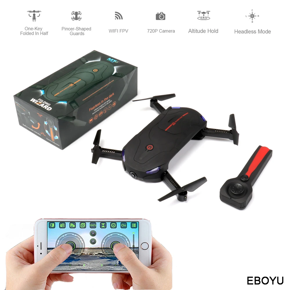 

EBOYU M9952 ELFIE Foldable Drone WIFI FPV Drone 4CH RC Quadcopter 0.3MP / 720P HD Camera G-sensor Altitude Hold 3D Rolling RTF