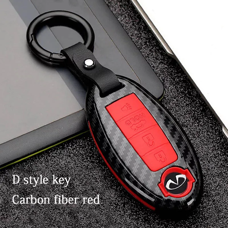 D Carbon fiber Red Автомобильные аксессуары для Infiniti Q50L QX50 QX60 QX70L QX80 эсквайр ключ сумка крышка ABS украшения защита ключ чехол для автомобиля - Название цвета: D Carbon fiber Red