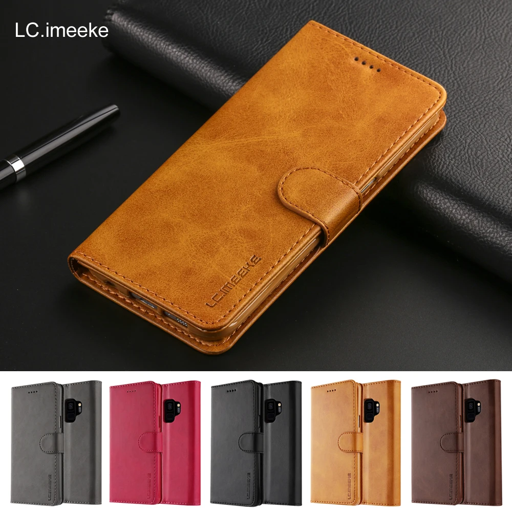 Чехол-книжка для Funda Samsung galaxy S9 роскошный чехол-кошелек из искусственной кожи samsung