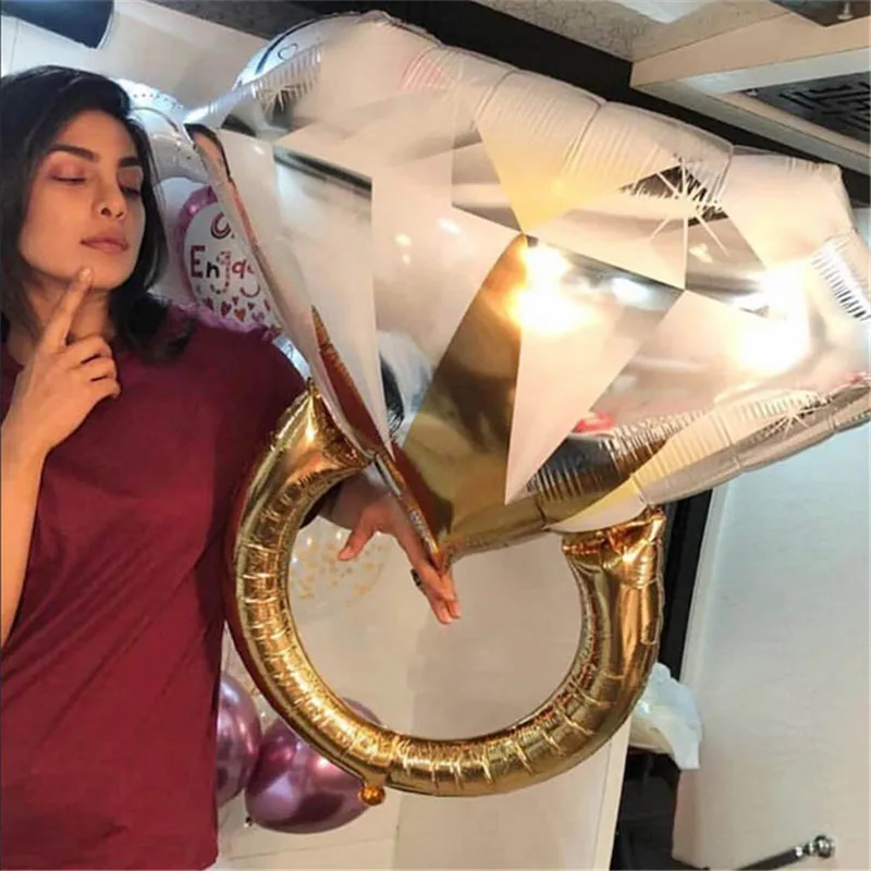

1pc Valentine's Day Wedding Decoration Big Diamonds Ring Balloon Inflatable Helium Air Balloon Event Party Supplies