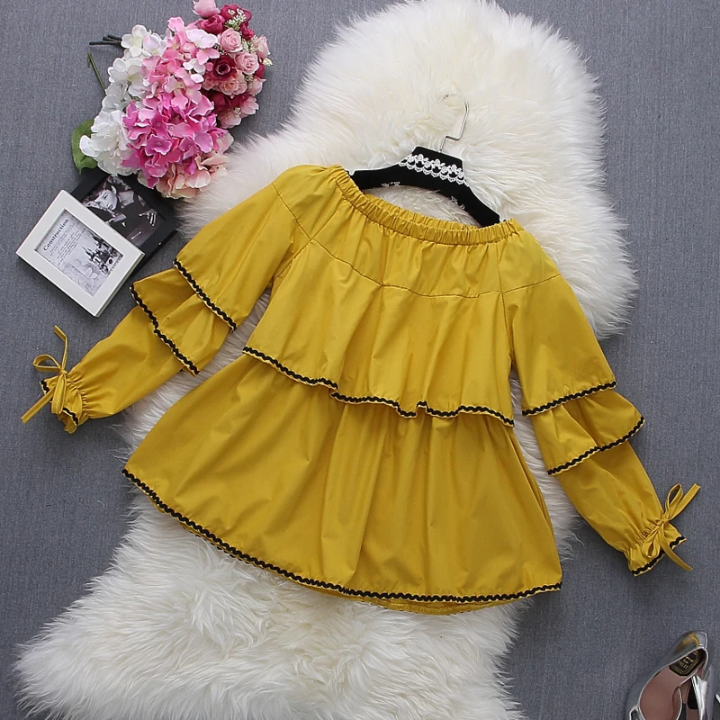 

[Alphalmoda] Spring New Women's Ruffle Blouses Slash Neck Embroidery Edges Multi-layers Ruffle Sleeve Ladies Cute Shirts Tops