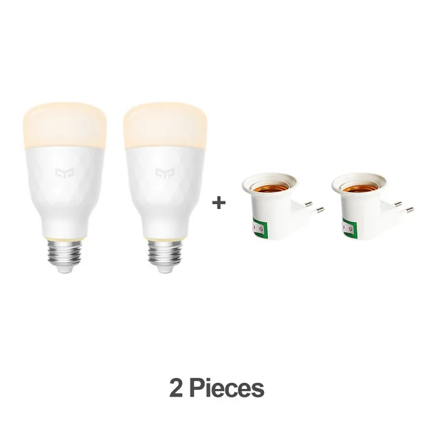 2PCS White Bulb Обновленная версия, MI Mijia Yeelight, умный светодиодный светильник, цветная E27, белая умная лампа для Mi home, приложение с адаптером для ЕС - Испускаемый цвет: 2PCS White Bulb