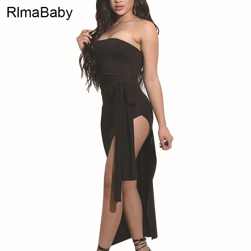 RlmaBaby пикантные Клубные вечерние макси с открытыми плечами летнее платье на шнуровке Разделение спинки Bodycon