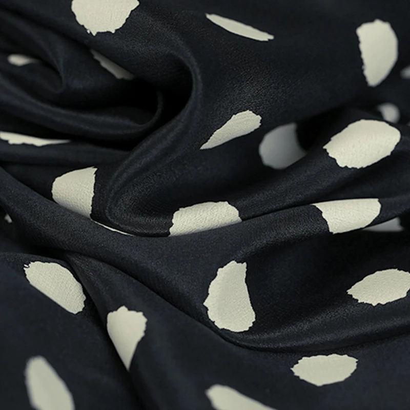 113 см Ширина 16 мм узор в горошек белый красный черный шелковый креп de Chine ткань для