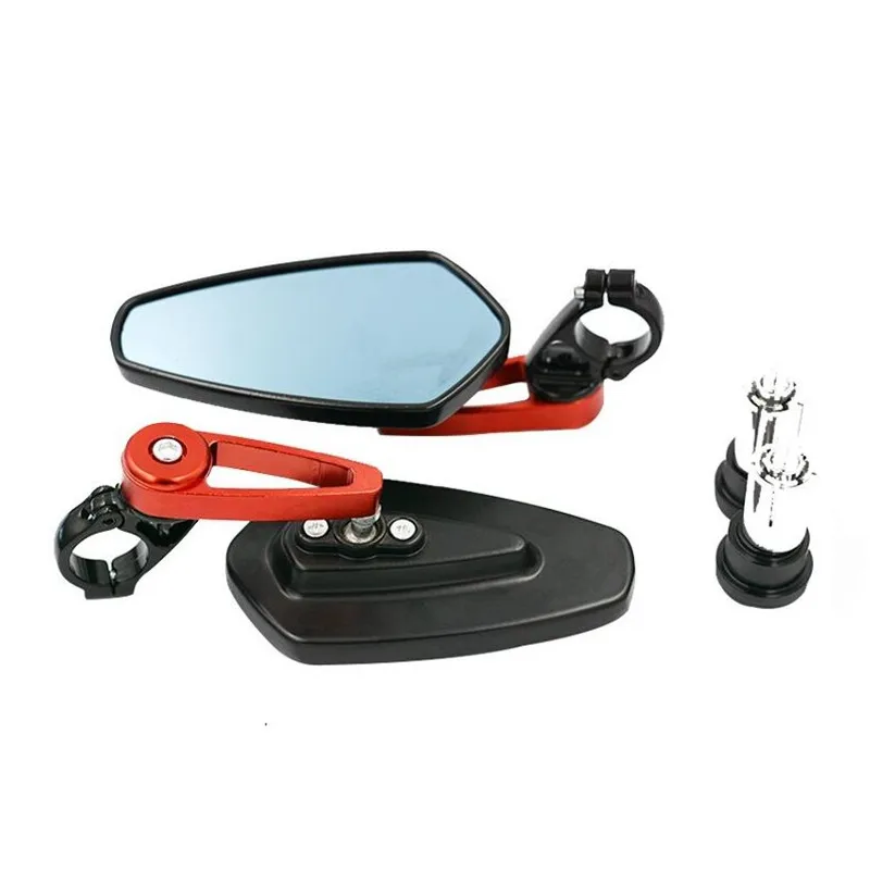 Blue lens Moto rcycle зеркало 7/" 22 мм moto руль торцевое зеркало заднего вида для Kawasaki Z125 pro Z650 Z750 Z800 Z900 Z1000 ER6N ER6 - Цвет: Blue lens