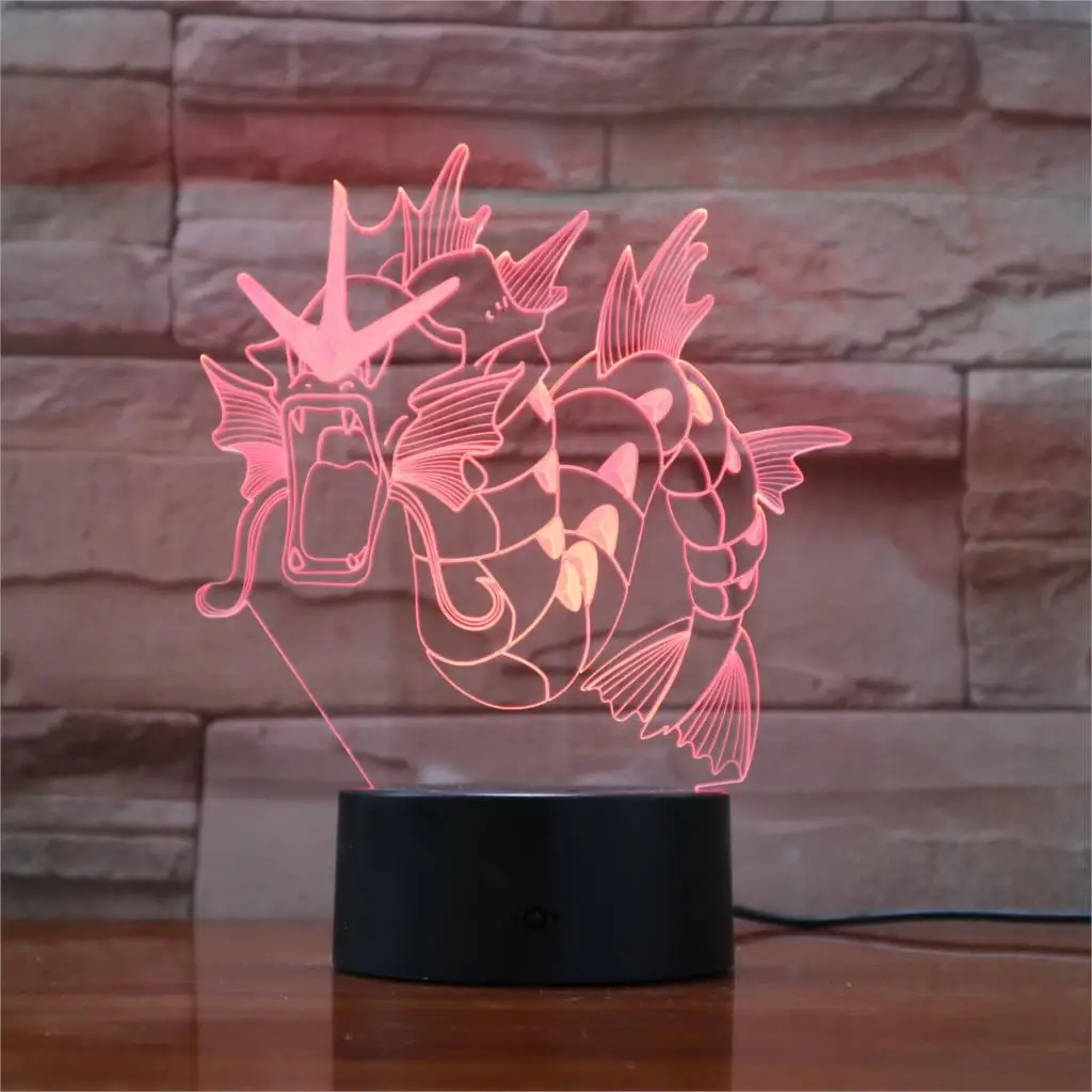 3D лампа Pokemon Gyarados 7 цветов Светодиодные ночные лампы для детей сенсорные
