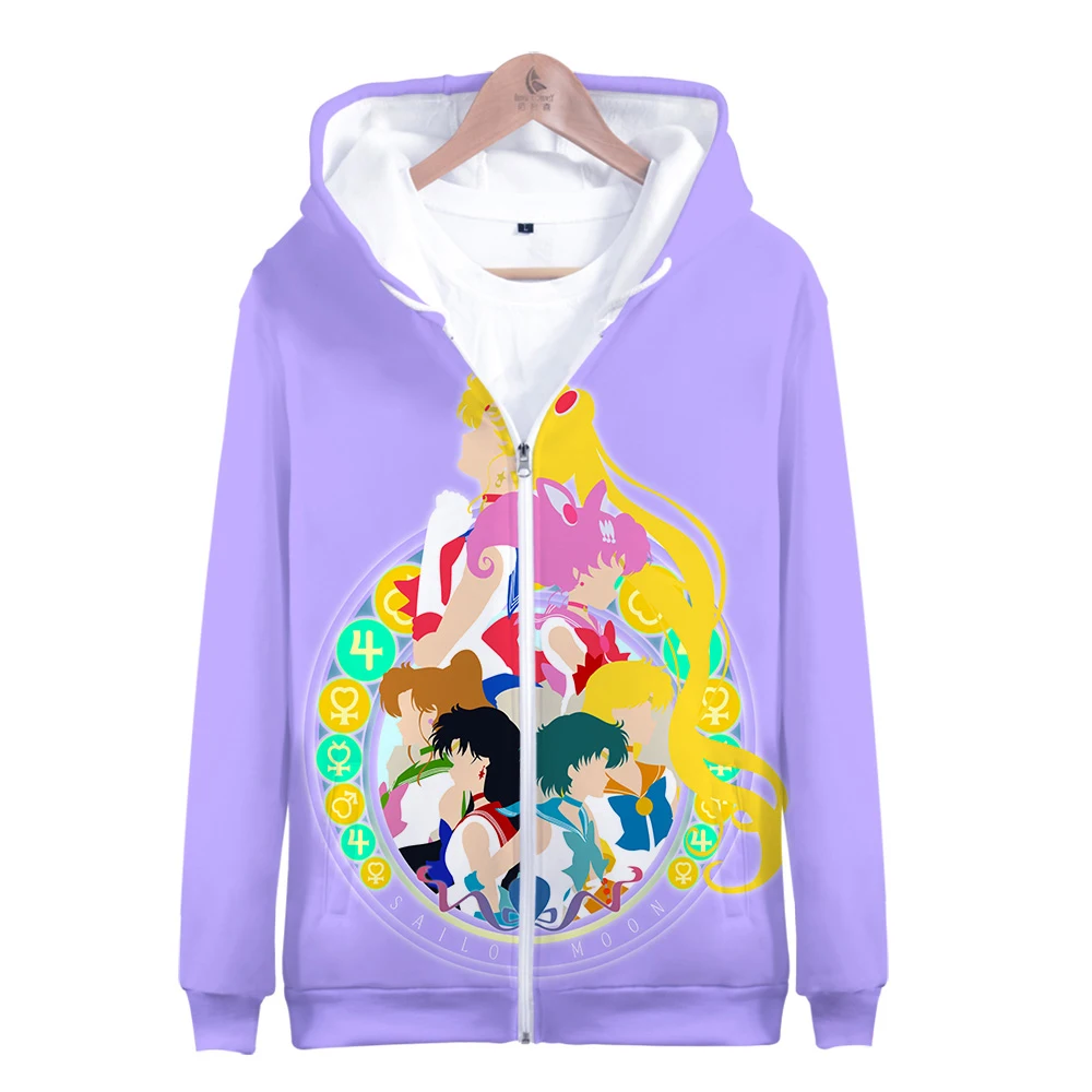 Fashion Zipper Hoodies Sailor Moon 3D Print coat Women's Sailor Moon Hoodies Kawaii high quality Streetwear Zipper Hoodie 4XL